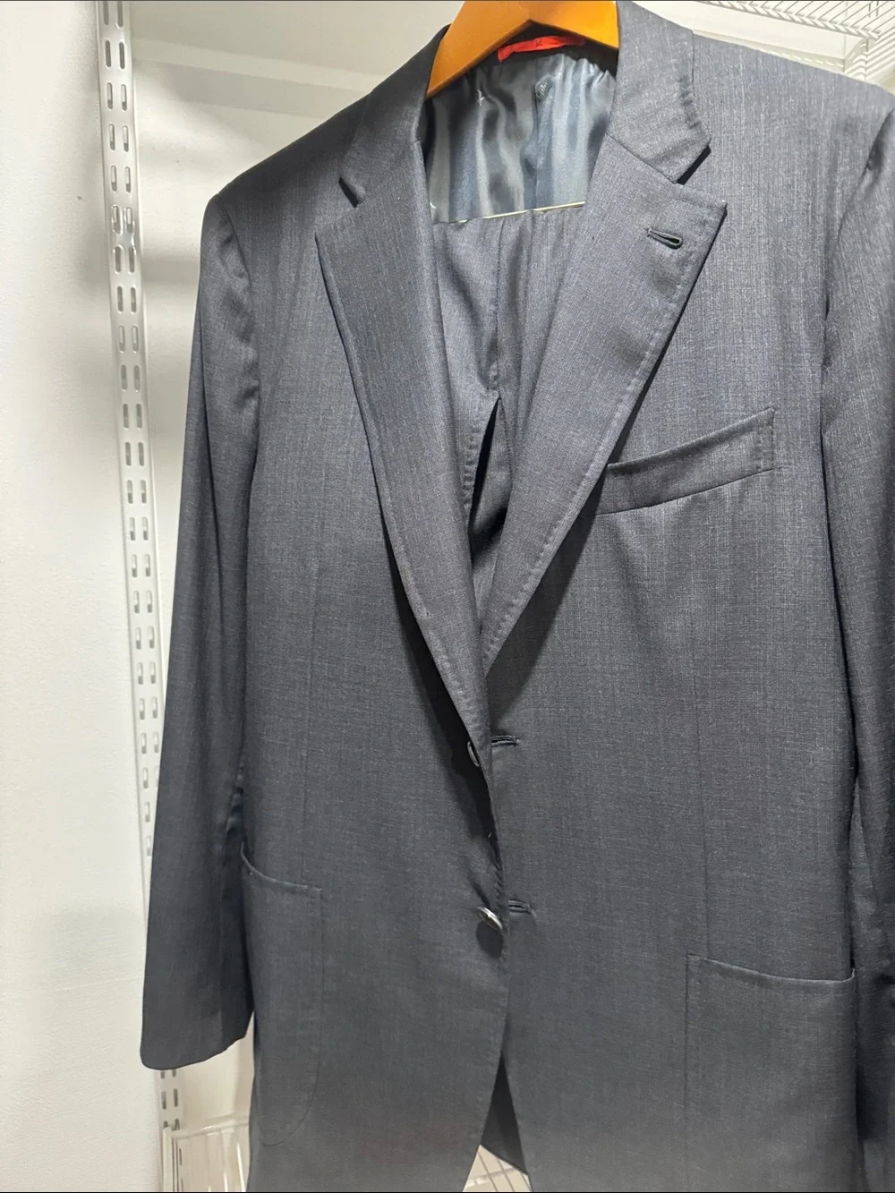 Isaia Charcoal Gray Single-Breasted Wool Blend Blazer